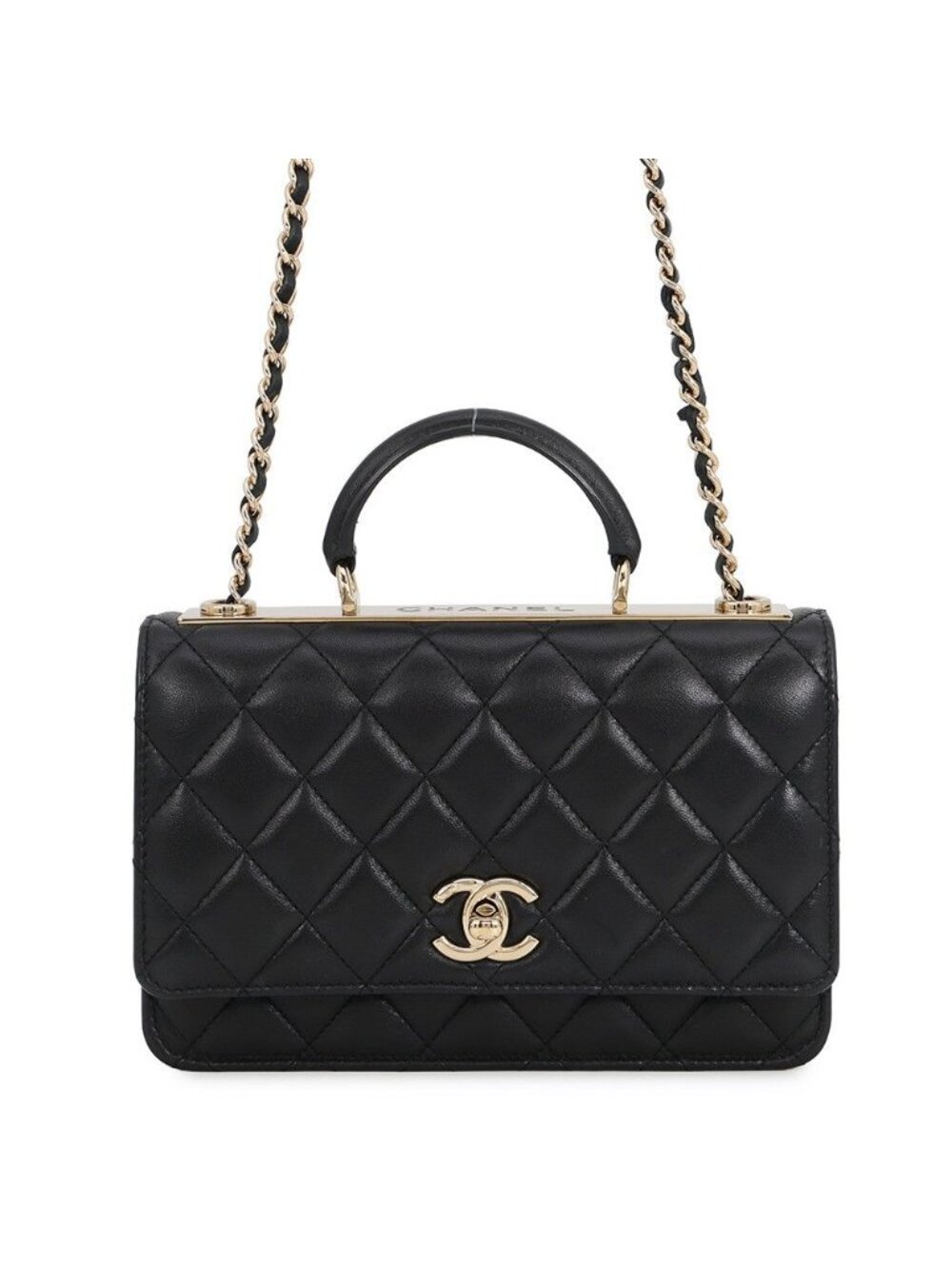 Chanel Chain Wallet Trendy CC Quilted CC Logo Lambskin Black Shoulder Bag
